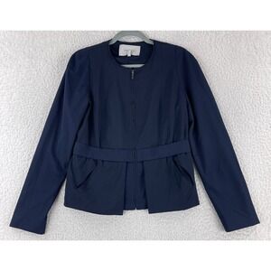 Valette Blue Zip Front Banded Waist Jacket‎ Womens Long Sleeve Size Medium